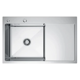 Rustfrit Stål Køkkenvask med Afløbsbakke <strong>Celion</strong>  Krom Mat 78x49 cm med Vandlås Højre