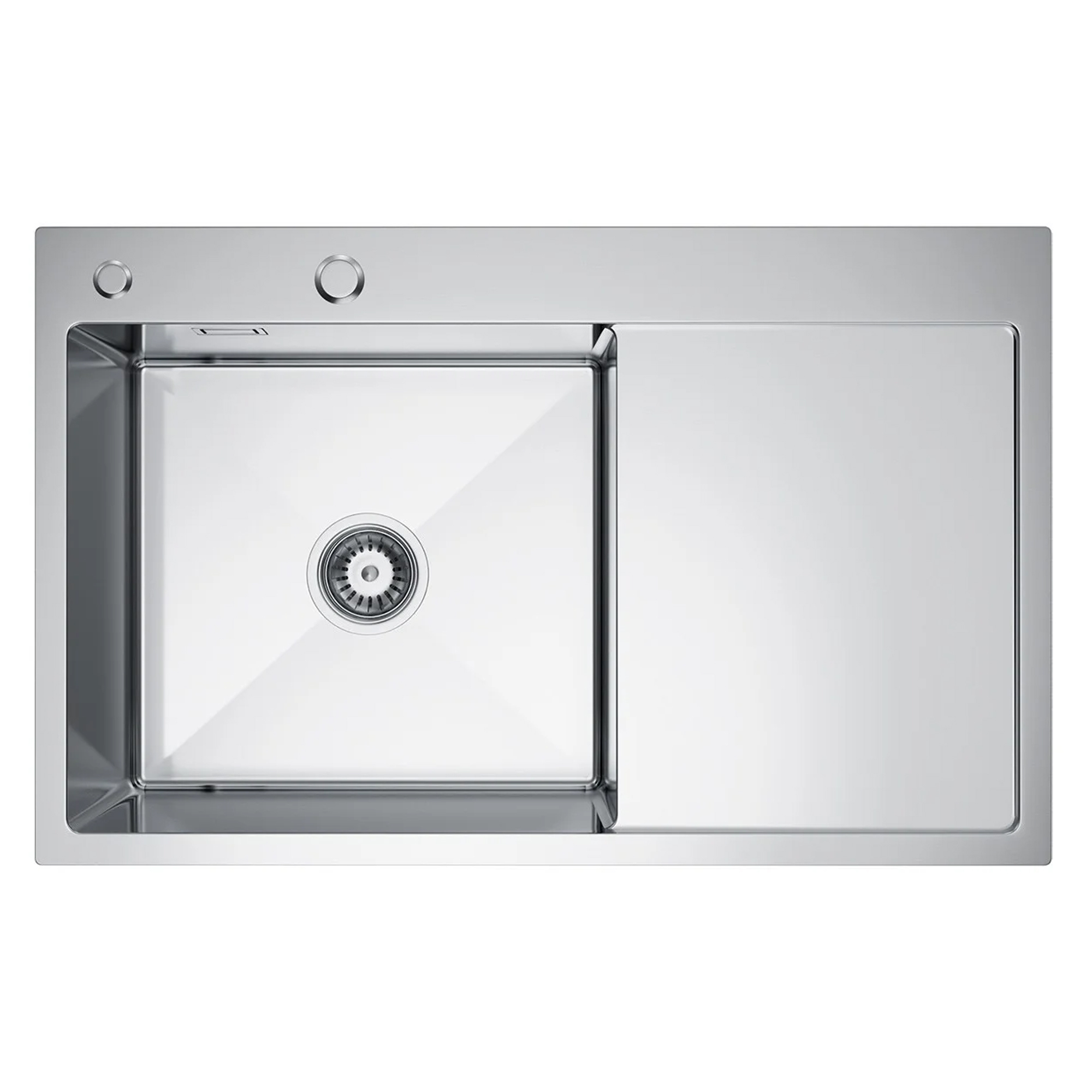 Rustfrit Stål Køkkenvask med Afløbsbakke Celion Krom Mat 78x49 cm med Vandlås Højre