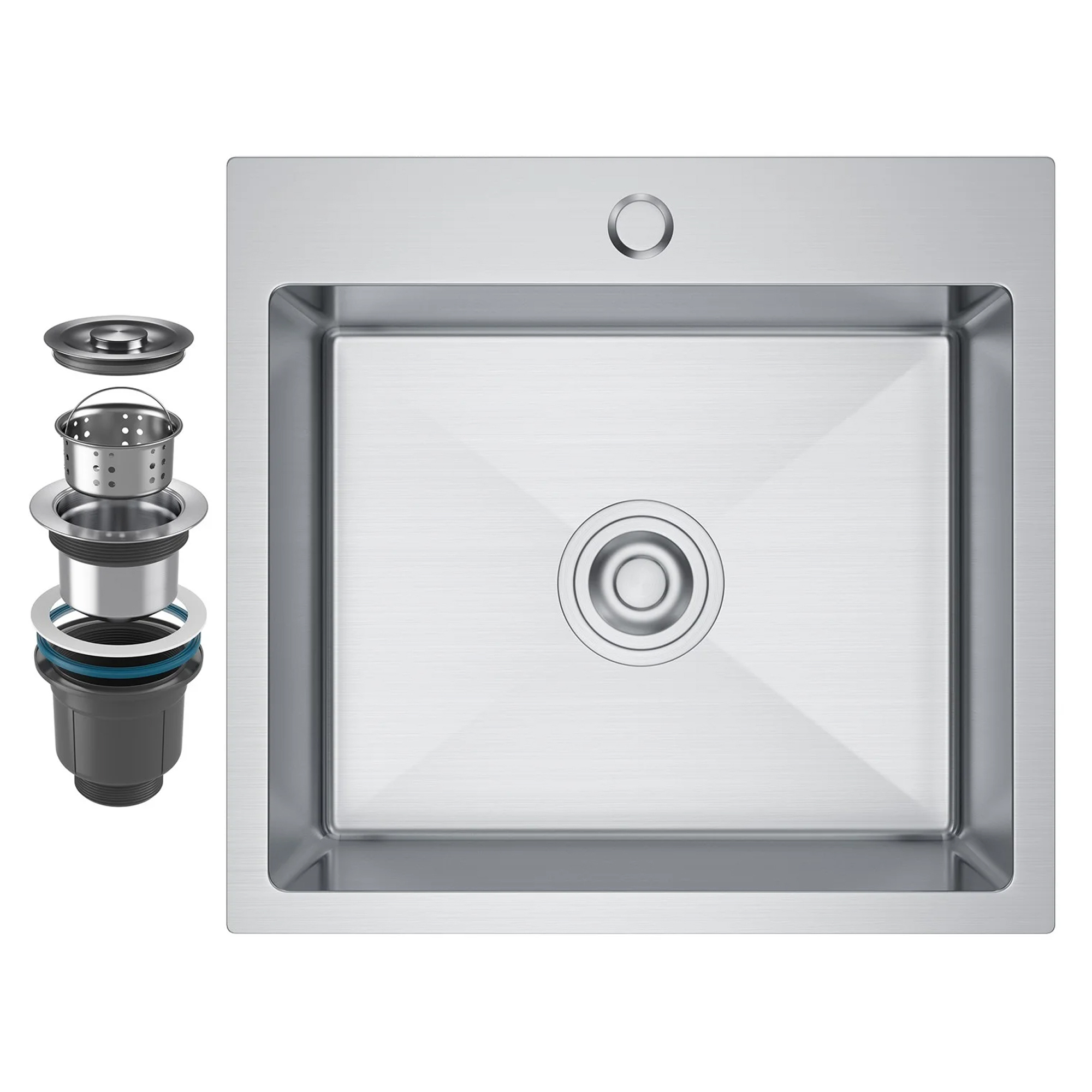 Rustfrit Stål Køkkenvask Lorvaux Krom Mat 48x45 cm med Vandlås