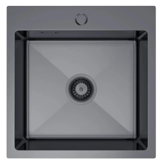 Rustfrit Stål Køkkenvask <strong>Lorvaux</strong>  Grafit Mat 46x45 cm med Vandlås