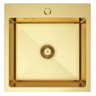 Rustfrit Stål Køkkenvask <strong>Lorvaux</strong>  Guld Mat 46x45 cm med Vandlås