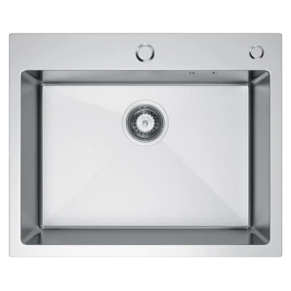 Rustfrit Stål Køkkenvask <strong>Silvere</strong>  Krom Mat-Mikrostruktur 55x45 cm med Vandlås