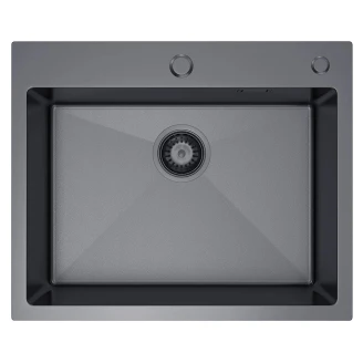 Rustfrit Stål Køkkenvask <strong>Silvere</strong>  Grafit Mat-Mikrostruktur 55x45 cm med Vandlås