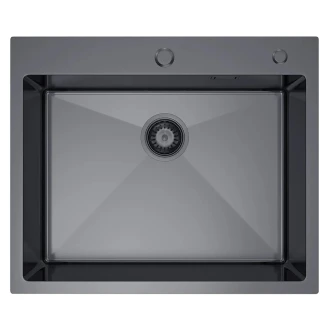 Rustfrit Stål Køkkenvask <strong>Celvere</strong>  Grafit Mat 60x50 cm med Vandlås