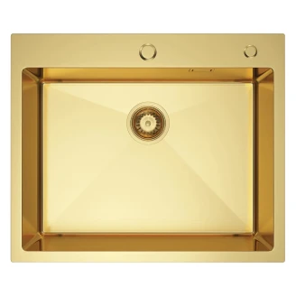 Rustfrit Stål Køkkenvask <strong>Celvere</strong>  Guld Mat 60x50 cm med Vandlås