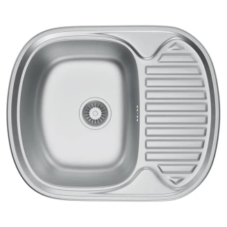 Rustfrit Stål Køkkenvask med Afløbsbakke <strong>Lorix</strong>  Krom Mat 60x49 cm med Vandlås