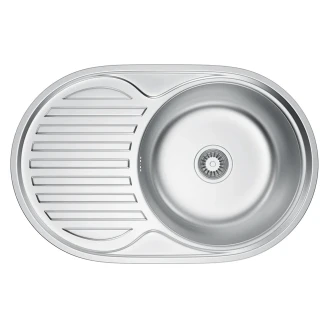 Rustfrit Stål Køkkenvask med Afløbsbakke <strong>Lorix</strong>  Krom Mat 77x50 cm med Vandlås