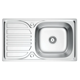 Rustfrit Stål Køkkenvask med Afløbsbakke <strong>Lorix</strong>  Krom Mat 76x43 cm med Vandlås