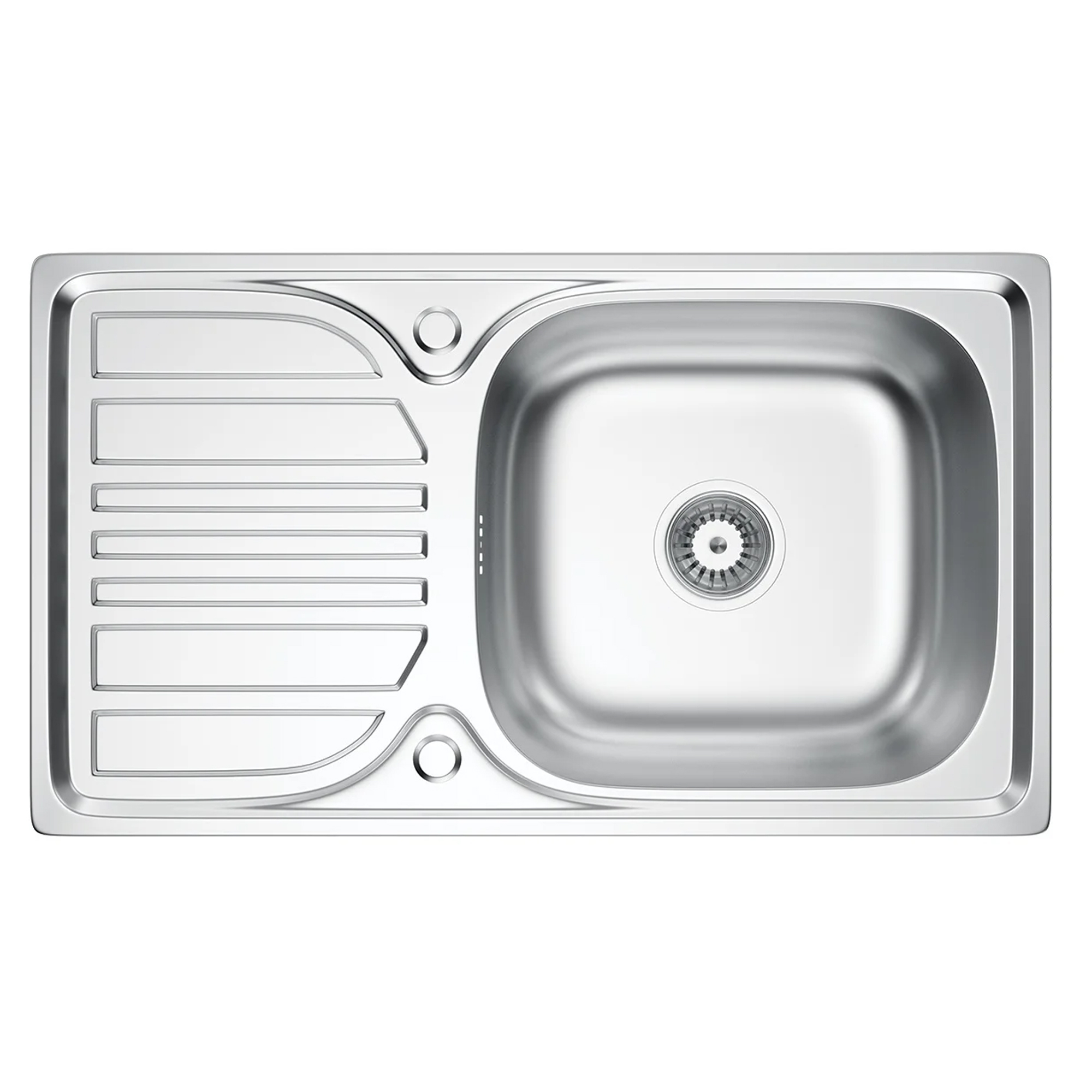 Rustfrit Stål Køkkenvask med Afløbsbakke Lorix Krom Mat 76x43 cm med Vandlås