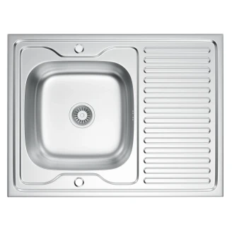 Rustfrit Stål Køkkenvask med Afløbsbakke <strong>Lorix</strong>  Krom Mat 80x60 cm med Vandlås