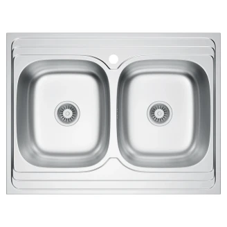 Rustfrit Stål Køkkenvask <strong>Renava</strong>  Krom Mat 80x60 cm med Vandlås