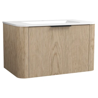 Underskab <strong>Delvia</strong>  Lys Træ-Stribet Mat 80 cm med Vask Hvid Mat