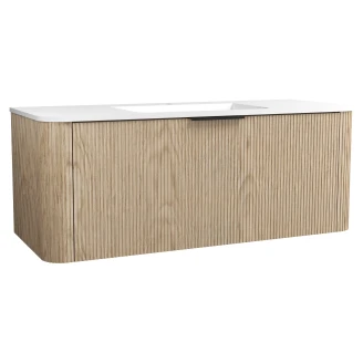 Underskab <strong>Delvia</strong>  Lys Træ-Stribet Mat 120 cm med Vask Hvid Mat