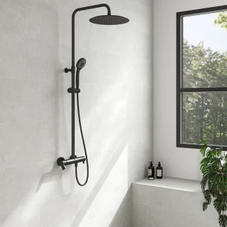 Brusesæt <strong>Grandiose</strong>  Sort Mat Rund med Termostat