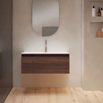 Underskab <strong>Blisse</strong>  Valnød Mat 70x46x28 cm med Vask Hvid Blank