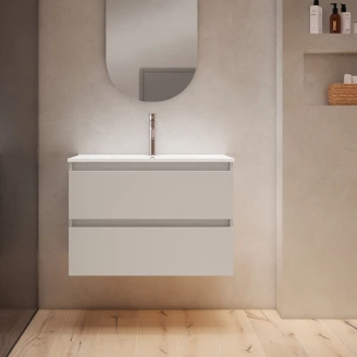 Underskab <strong>Blisse</strong>  Beige Mat 70 cm med To Skuffer & Vask Hvid Blank