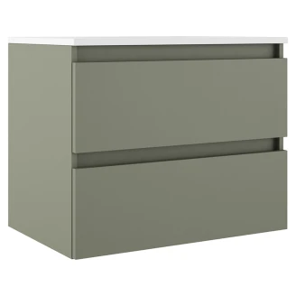 Underskab <strong>Blisse</strong>  Oliven Mat 70 cm med To Skuffer & Vask Hvid Blank