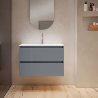 Underskab <strong>Blisse</strong>  Blå Mat 70 cm med To Skuffer & Vask Hvid Blank