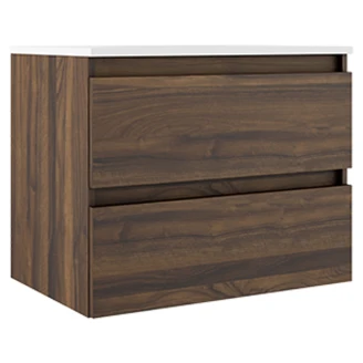 Underskab <strong>Blisse</strong>  Valnød Mat 70 cm med To Skuffer & Vask Hvid Blank