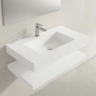 Komplet Badeværelsesmøbel <strong>Cavo</strong>  80 cm Mineralmarmor Håndvask & Bordplade Hvid Mat