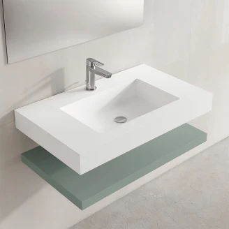 Komplet Badeværelsesmøbel <strong>Cavo</strong>  80 cm Mineralmarmor Håndvask & Bordplade Oliven Mat