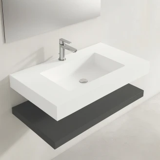 Komplet Badeværelsesmøbel <strong>Cavo</strong>  80 cm Mineralmarmor Håndvask & Bordplade Mørkegrå Mat