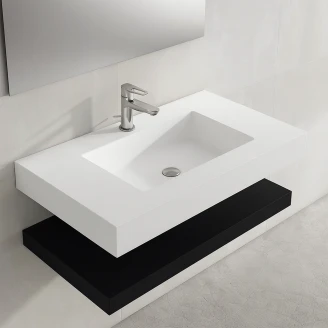 Komplet Badeværelsesmøbel <strong>Cavo</strong>  80 cm Mineralmarmor Håndvask & Bordplade Sort Mat