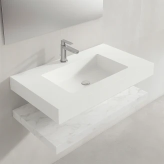 Komplet Badeværelsesmøbel <strong>Cavo</strong>  80 cm Mineralmarmor Håndvask & Bordplade Hvid Marmor Mat