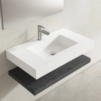 Komplet Badeværelsesmøbel <strong>Cavo</strong>  80 cm Mineralmarmor Håndvask & Bordplade Mørkegrå Marmor Mat