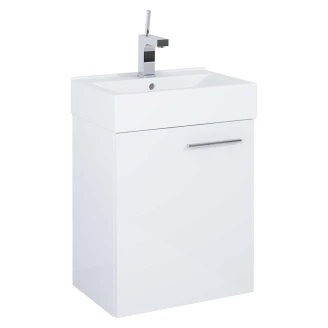 Komplet Badeværelsesmøbel <strong>Petit</strong>  Hvid Blank 45 cm med Vask Hvid Blank, Håndvaskarmatur & Spejl