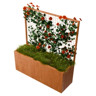 Plantekasse med espalier <strong>Nodd</strong>  Cortenstål 150x50x160 cm