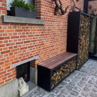 Brændestativ <strong>Beltaro</strong>  Sort 150x39x50 cm