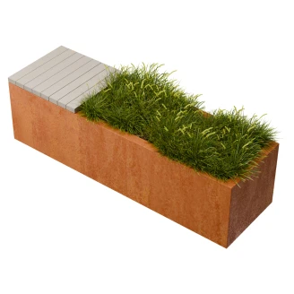 Plantekasse S med siddeplads <strong>Florex</strong>  Cortenstål 150 cm