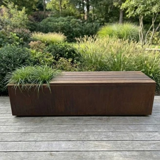 Plantekasse M med siddeplads <strong>Florex</strong>  Cortenstål 150 cm