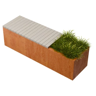 Plantekasse M med siddeplads <strong>Florex</strong>  Cortenstål 150 cm