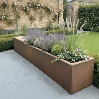 Plantekasse M med siddeplads <strong>Florex</strong>  Cortenstål 200 cm