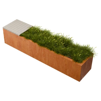 Plantekasse M med siddeplads <strong>Florex</strong>  Cortenstål 200 cm