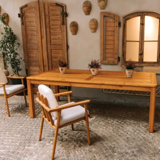 Spisesæt Linwood med Bord 230 cm & 6 Stole Hvid, Træ