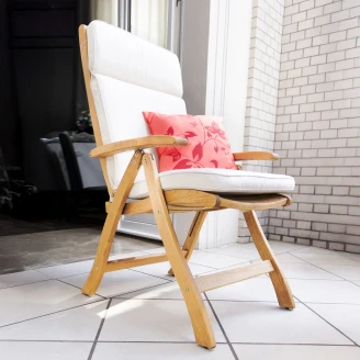 Havesæt Viney med Bord 150 cm & 4 Stole og 4 Hynder Beige, Træ