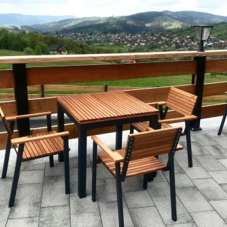 Cafésæt Udendørs Wildfren med Bord 80 cm & 4 Stole Træ, Sort