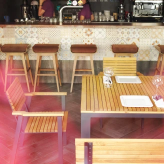 Cafésæt Udendørs Wildfren med Bord 160 cm & 6 Stole Træ, Sort