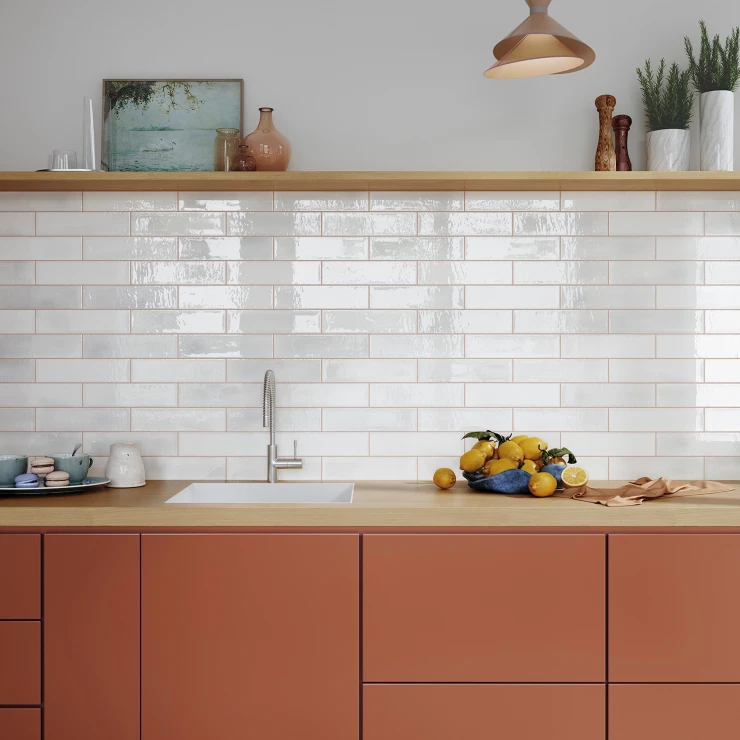 Vægflise Alcazar Hvid Blank 8x30 cm