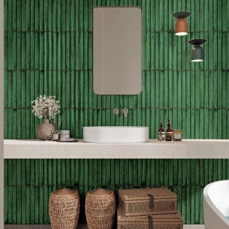 Vægflise <strong>Drift</strong>  Grøn Kit Kat Blank-Relief 12x35 cm