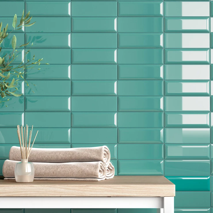 Vægflise Modul Turkis Blank 5x15 cm