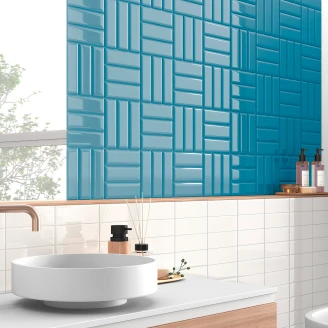 Vægflise <strong>Modul</strong>  Blå Facade Blank 5x15 cm