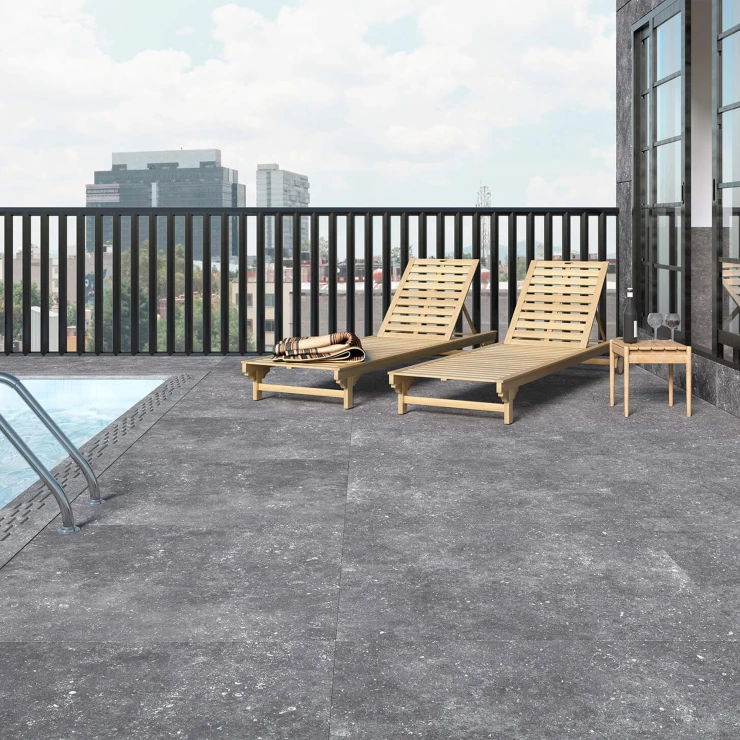 Udendørs Klinker Lagra Mörkgrå Mat 90x90 cm Tykkelse 20 mm