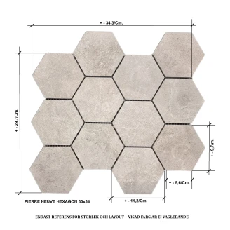 Unicomstarker Heksagon Mosaik Klinker <strong>Pierre Neuve</strong>  Blanc Mat 30x34 cm