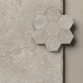Unicomstarker Heksagon Mosaik Klinker <strong>Pierre Neuve</strong>  Noisette Mat 30x34 cm