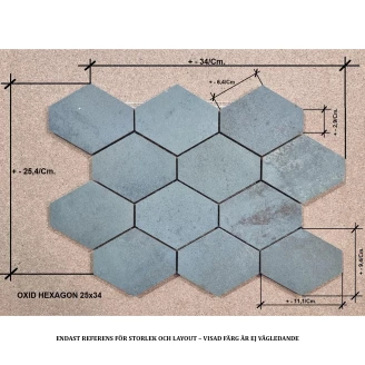 Unicomstarker Heksagon Mosaik Klinker <strong>Oxid</strong>  Titanium Mat 25x34 cm