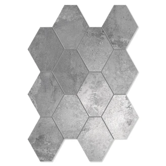 Unicomstarker Heksagon Mosaik Klinker <strong>Oxid</strong>  Silver Mat 25x34 cm